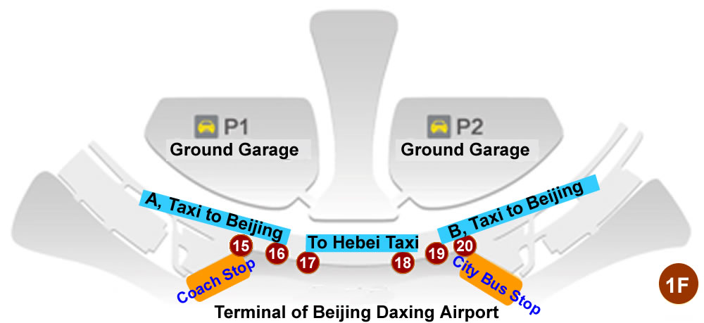 Beijing Daxing Airport taxi pick-up location and map, PKX airport 
