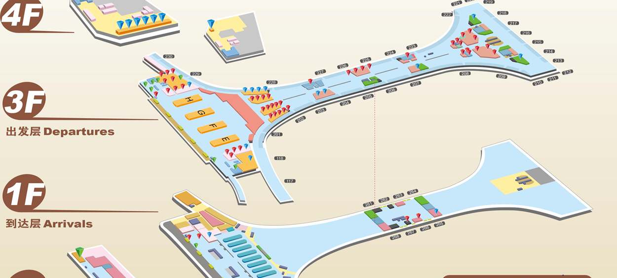 Tianjin Binhai Airport terminal 2 plan, layout Map, TSN airport