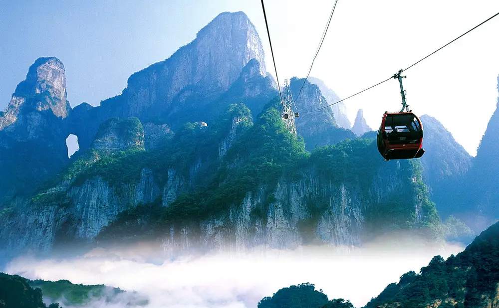 The cableway of Tianmen Mountain