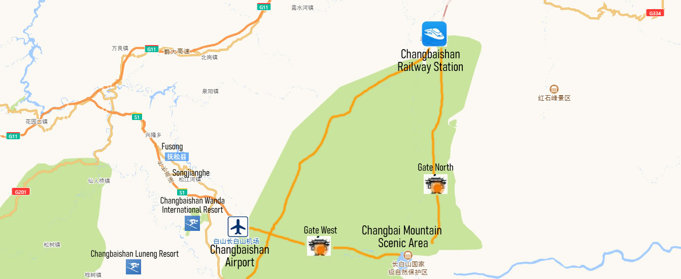 Map of Changbaishan Railway station, Changbaishan Train Station Map