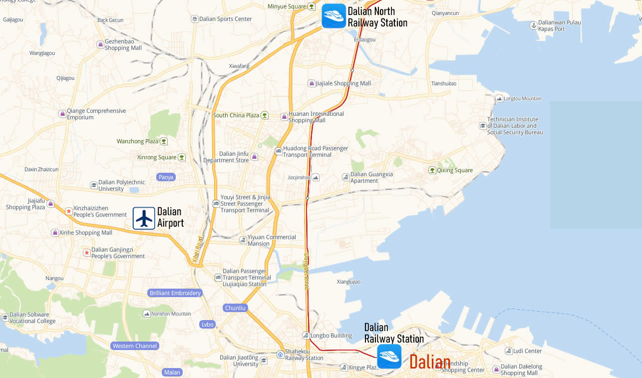Map of Dalian North Railway Station, Map of Dalian high speed train station, location