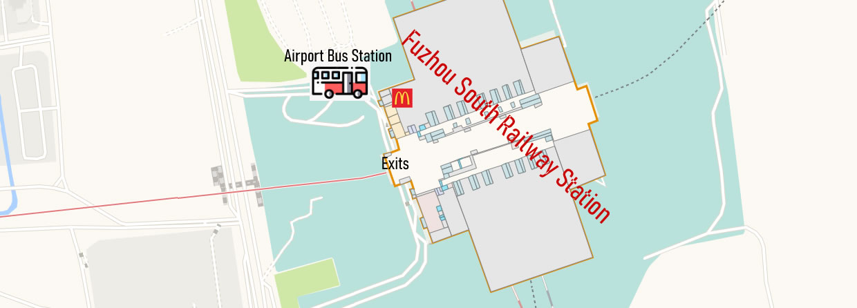 Airport bus station, location at Fuzhou South Railway Station