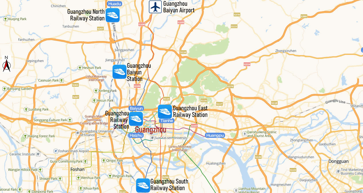 Map of Guangzhou Baiyun Railway station, Guangzhou Baiyun Train Station Map