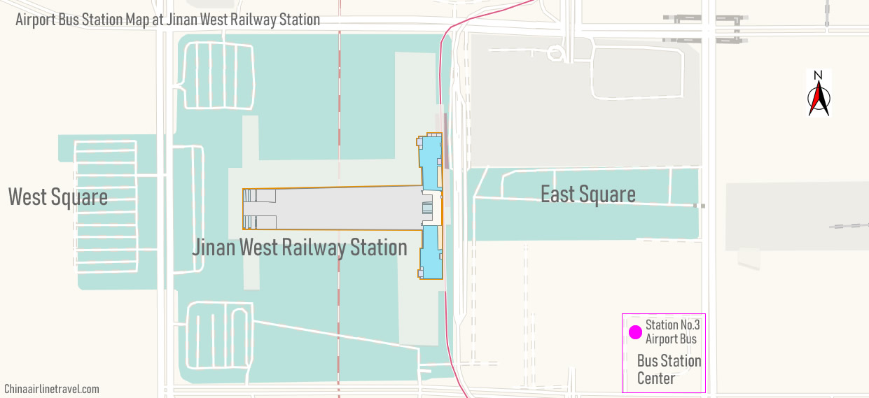 Airport bus station map at Jinan West Railway Station