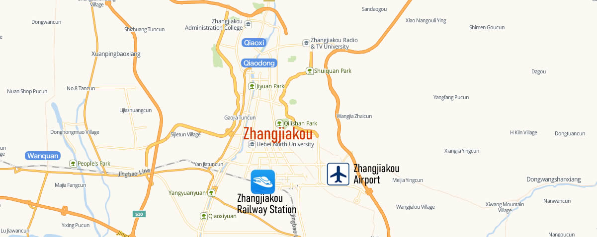 Map of Zhangjiakou Railway Station, Map of Zhangjiakou high speed train station, location
